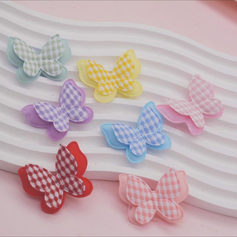 Handmade DIY Jewelry, Hair Clip Accessories, Checkered Butterfly Headpieces, Decorative Materials