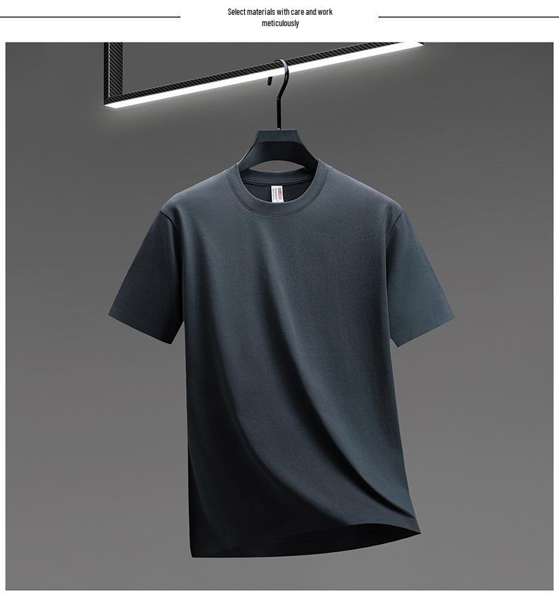 Camiseta de Manga Corta con Cuello Redondo Antibacteriana de Algodón Lyocell Sin Costuras para Hombre - Color Sólido Casual de Verano Capa Base