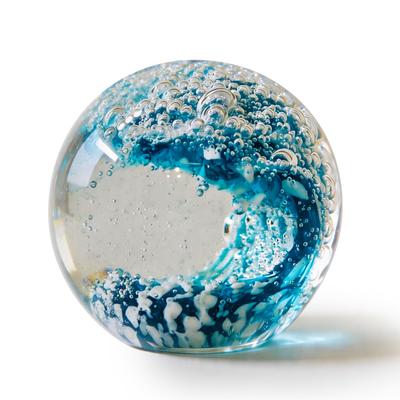 Glass Spherical Object, Blue, Water Flow Design, Art Glass, Interior Decor, Ornament, Relaxing, Stylish, Desk Decoration, Gift, Kikumo [Parallel Impor