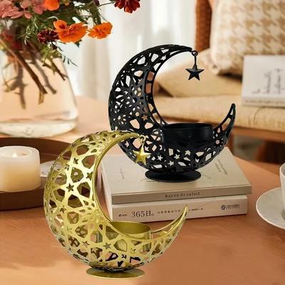 1-5PCS Elegant Metal Moon Candle Holder Romantic Wedding and Christmas Table Decor Modern Luxury Independent Tea Light Stand