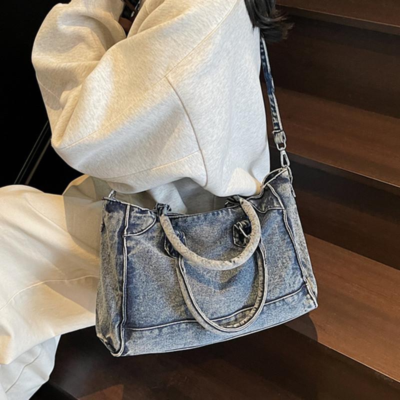 Large Capacity Denim Cotton Shoulder Crossbody Bag Fashion Designer Handbag Ladies Tote Bags Luxury Women Durable Purses Sac
