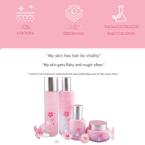 FarmStay Hyaluronsäure- und Kirschblüten-Toner 150 ml, Emulsion 120 ml, Serum 35 ml, Creme 55 ml  (15 Optionen)
