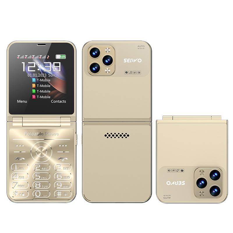 

SERVO Flilo7 Quad SIM Flip Foldable 2G Phone for Elderly Gold
