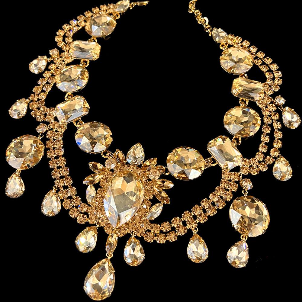Exaggerated Large Rhinestone Necklace Style Necklace Jewelry Personality Shiny Female Collarbone Short Url Jewelry