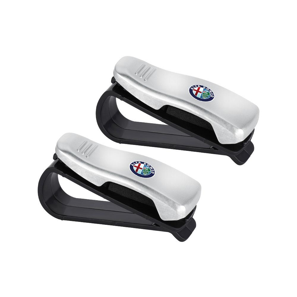 2pcs Car Sun Visor Glasses Clips Sunglasses Card Holder Accessories For Alfa Romeo Stelvio Giulia Giulietta 159 147 MiTo valve wzvc44
