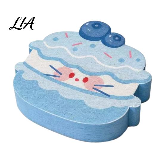 Soft Compressed Cleaning Sponge Double-Sided Cellulose Scrub Sponges, Cute Dessert Patterns Non-Scratch Wood Pulp Eco-friendly Kitchen Supplies