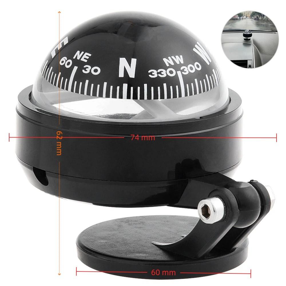 Black Guide Ball Portable Dashboard Compass Magnetic Heading Indicator  Vehicle Navigation