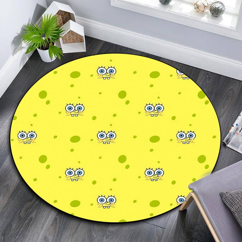 SpongeBob SquarePants,Round Area Rug,Carpet Rug for Living Room Bedroom Sofa Playroom Decor,Non-slip Floor Mat