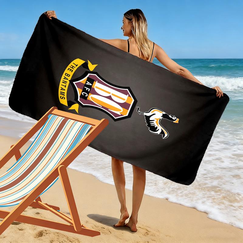Bradford City AFC Print Beach Towel, Large Soft Quick Dry Towel for Beach Camping Swimming