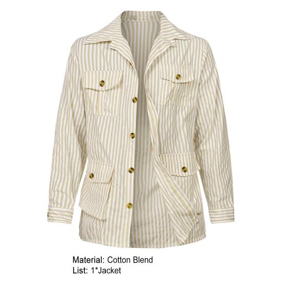 Herrenmantel Vintage Umlegekragen Einreiher Streifen Herbsthemd für den täglichen Gebrauch