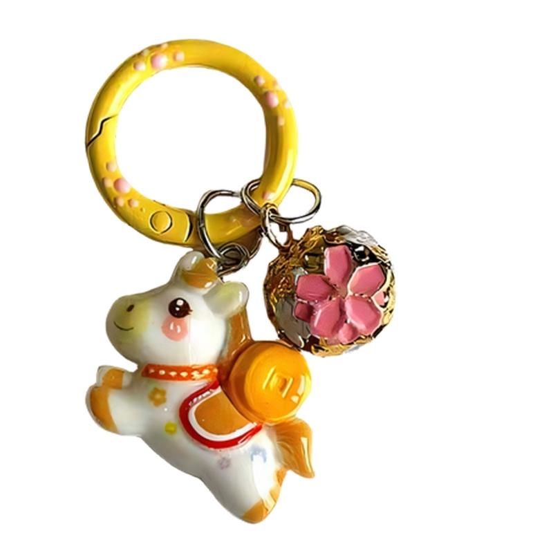 

Очаровательный брелок-лошадка с колокольчиком. Идеально подходит для ключей, рюкзаков и аксессуаров для телефона. Милый мультяшный дизайн. Украшение для сумки