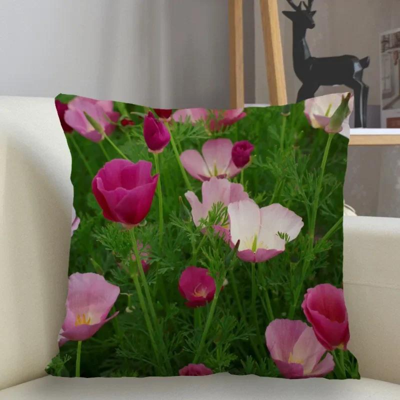 Bedroom Living Room Home Decor Cushion Cover Flower Pattern Pillowcase Square