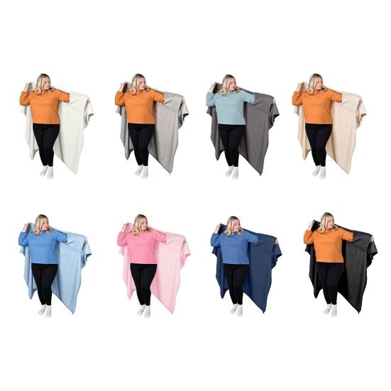 Flannel Wearable Blanket Poncho Soft Blanket Cape with Arm Pockets Warm Cozy Blanket Wrap for Adults Home Office Travel Comfort