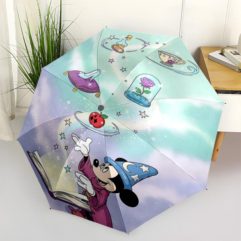 

1pc Mickey s Magical Moments Pattern Beautiful Looking Automatic Folding Umbrella, 3 Folding, 8 Iron Frame Design, Durable and Suitable for