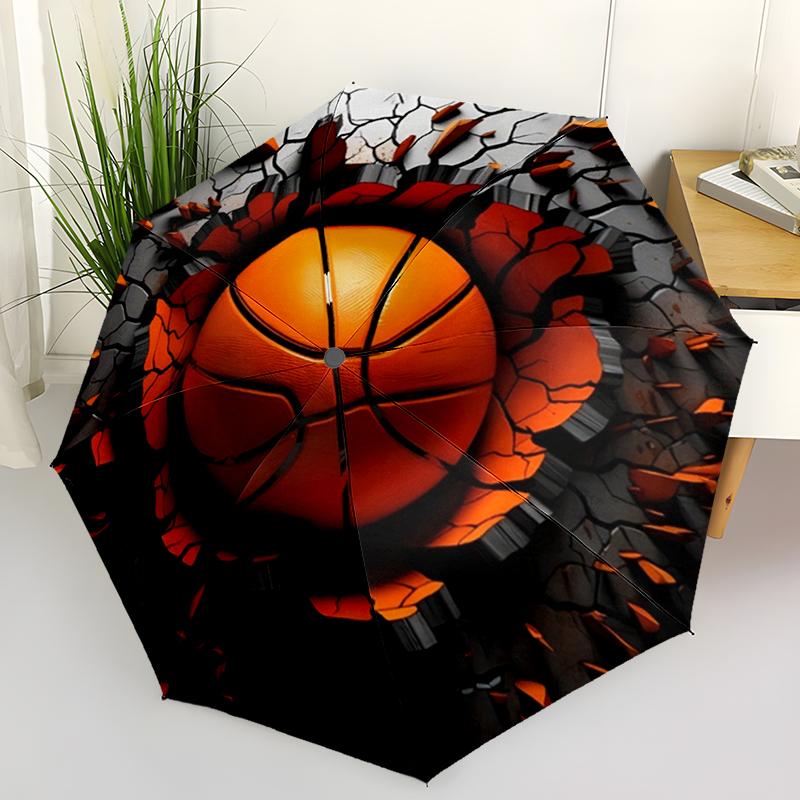 Sports Basketball King Folding Umbrella Auto-Open Design 8 Iron Ribs Plastic Handle Foldable Sunshade Perfect Christmas Gifts