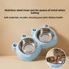 Cute frog-shaped stainless steel pet double bowl - large capacity to prevent spilling - cat drinking bowl for dogs' food dish