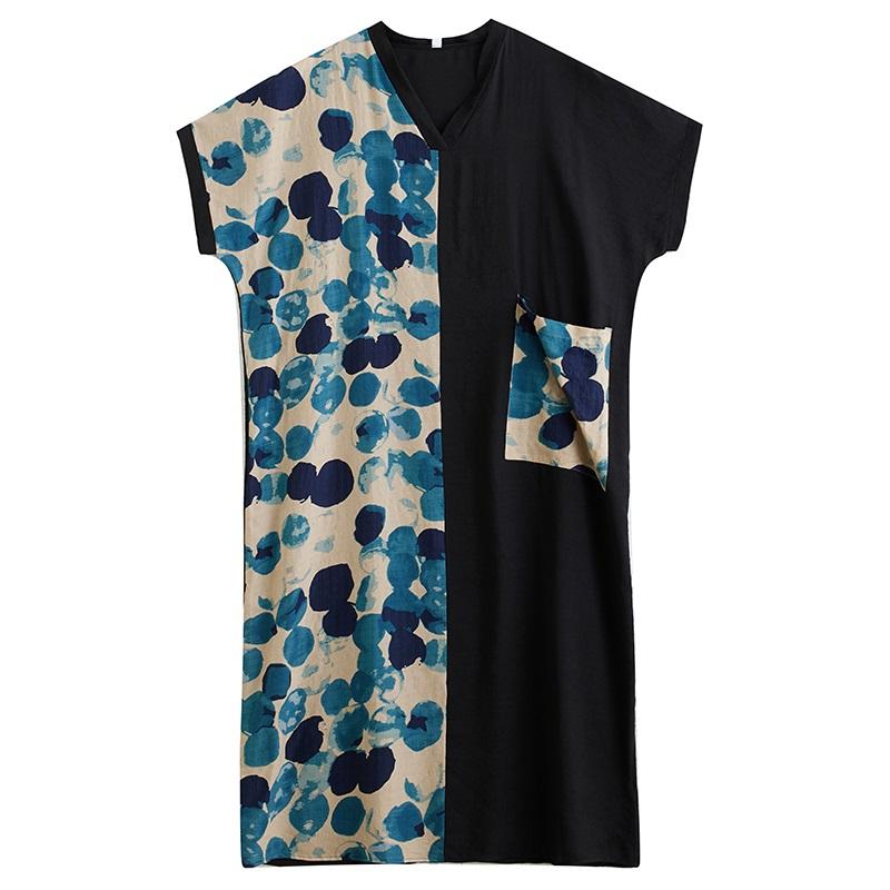 Rochie de vară lungă maxi casual largă din bumbac cu mânecă scurtă mărime plus vintage nouă în rochii pentru femei