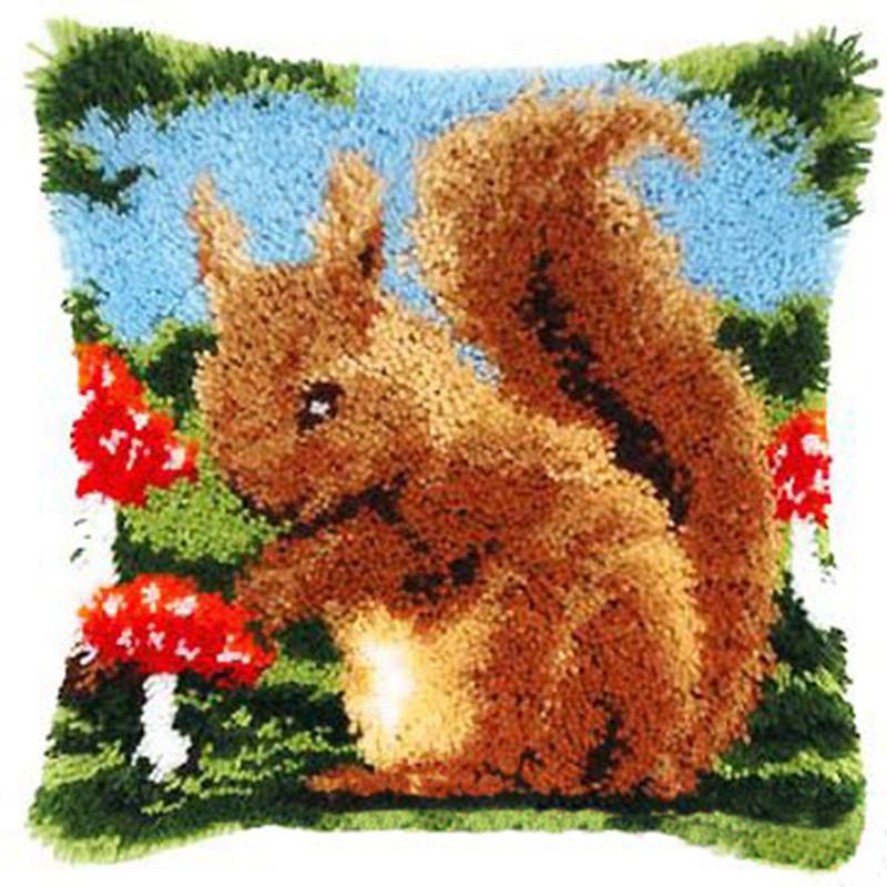 Cartoon Embroidery Latch Hook Knitted Embroidered Pillow Knooppakket Cute Animal Latch Hook Rug Kits Smyrna Package Carpet DIY