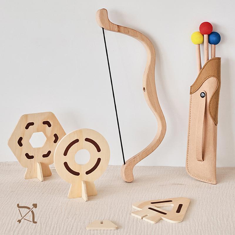 Wooden Baby Bow Arrow Toy Set Children Montessori Outdoor Toys Exercise Hands Ability For Children Archery Toys Gifts Set