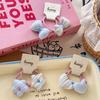 Blue Heart Plaid Bow Hair Clip & Rubber Band Set for Kids