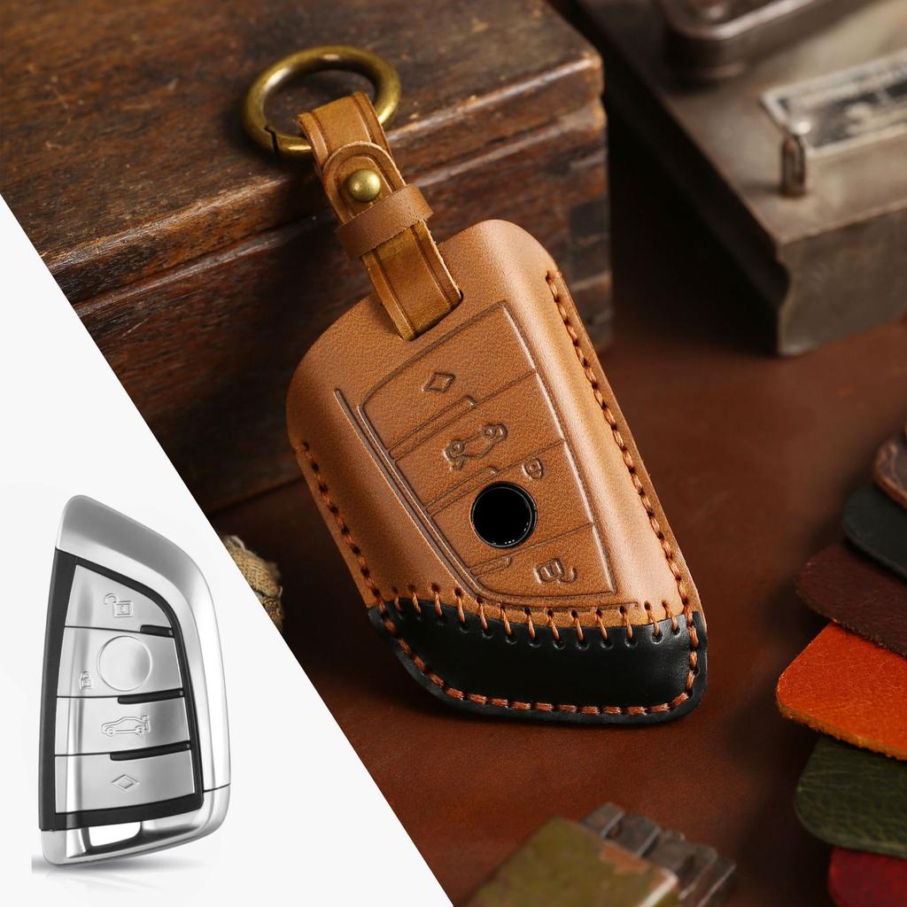 Applicable to BMW key cover X5 blade 530LI new 5 series 325 leather car key cover Douyin explosion