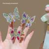 Kids Girls Movable Butterfly Hair Clips Shiny Rhinestone Barrettes Secure Grip Side Bangs Flyaway Hair Accessories Cute Flutteri