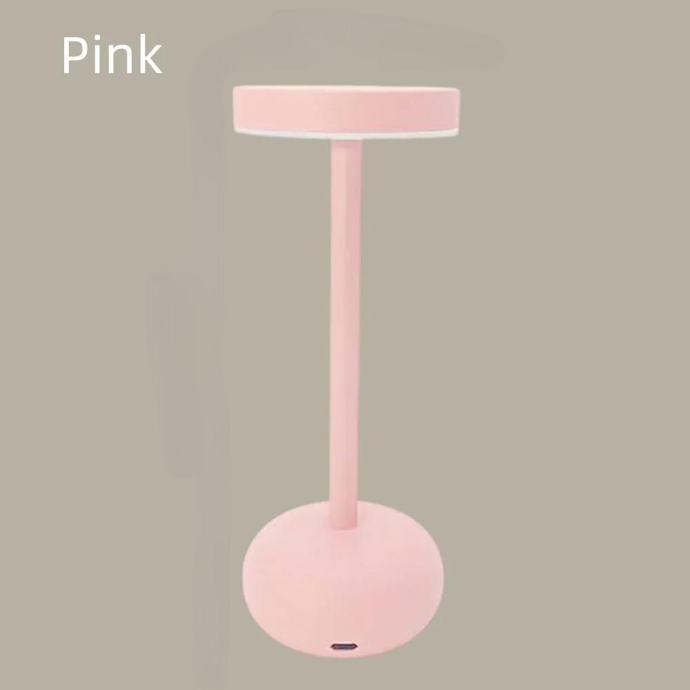 

Metal LED Creative Desk Lamp Touch Control Three Color Dimmable USB Rechargeable Night Light for Restaurant Bar Hotel Bedroom рожевий