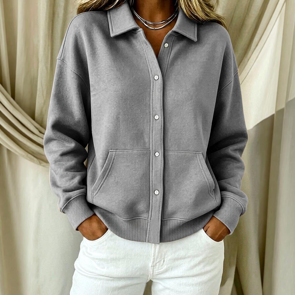 Women's Retro V-Neck Cardigan Long Sleeve Single-Breasted Color Fall Winter Coat