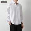 Frühling Schön Locker Einfarbig Vielseitig Lässig Eis Seide Langärmliges Hemd für Männer Frauen