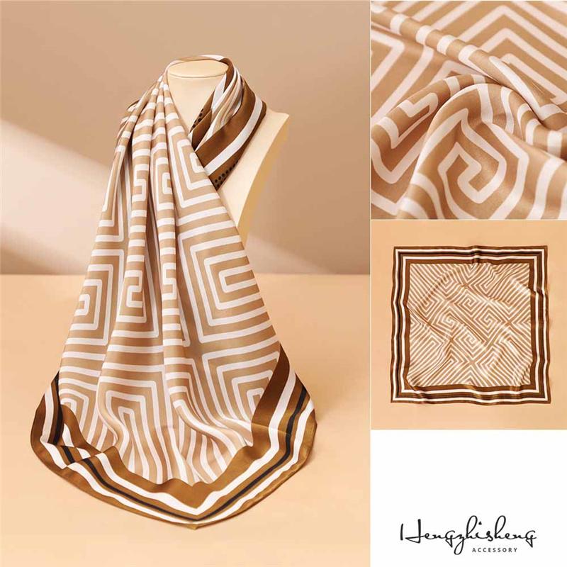 68*68cm 100% Mulberry Silk Scarf Luxury Printed Square Shawl Elegant Lightweight Soft Summer Fashion Accessory Women