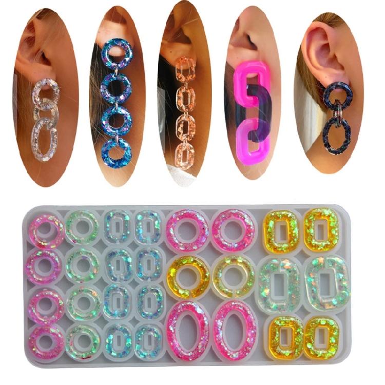Flexible Silicone Moulds Jewelry Accessories Moulds Silicone Texture for Hand-Making Multi Circle Earrings and Keychain