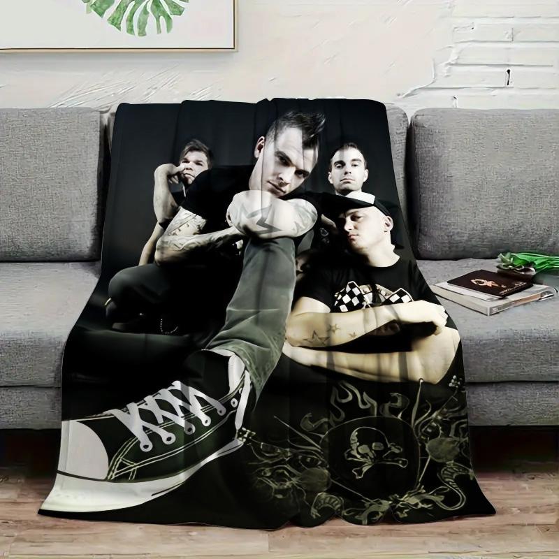 Punk Rock Band Vintage Portrait Print Fleece Blanket, Soft Warm Throw Blanket for Sofa Bed Music Fan Home Decor