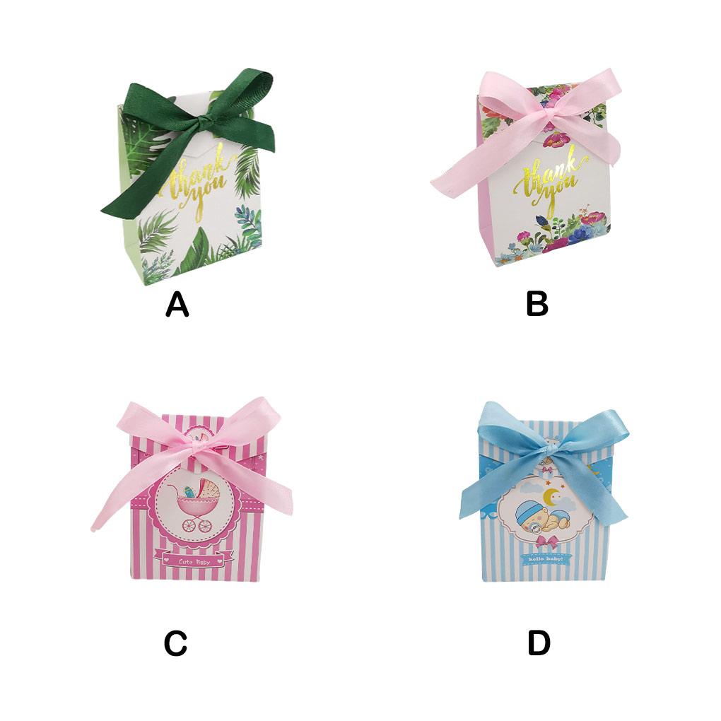 50 Pieces/Set Wedding Favors Candy Box with Ribbon Fashion Style Party Gift Boxes Pie Storage Birthday Ceremony