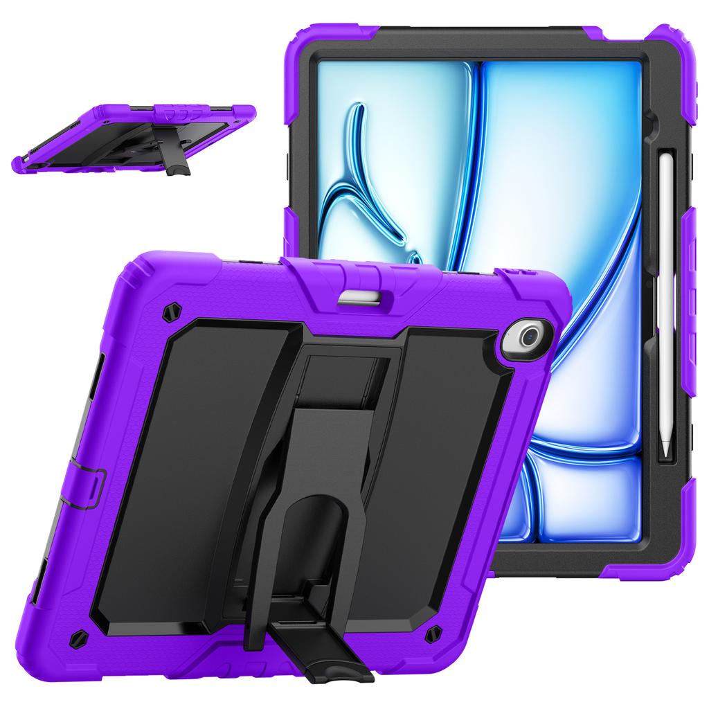 For iPad Air 13 (2025)/(2024) Case PC+Silicone Kickstand Pen Slot Tablet Cover with Shoulder Strap