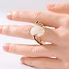 Vintage Inlaid Imitation Opal CZ Women's Ring Unique Gold Color Geometry Daily Wear Party Jewelry Anniversary Gift