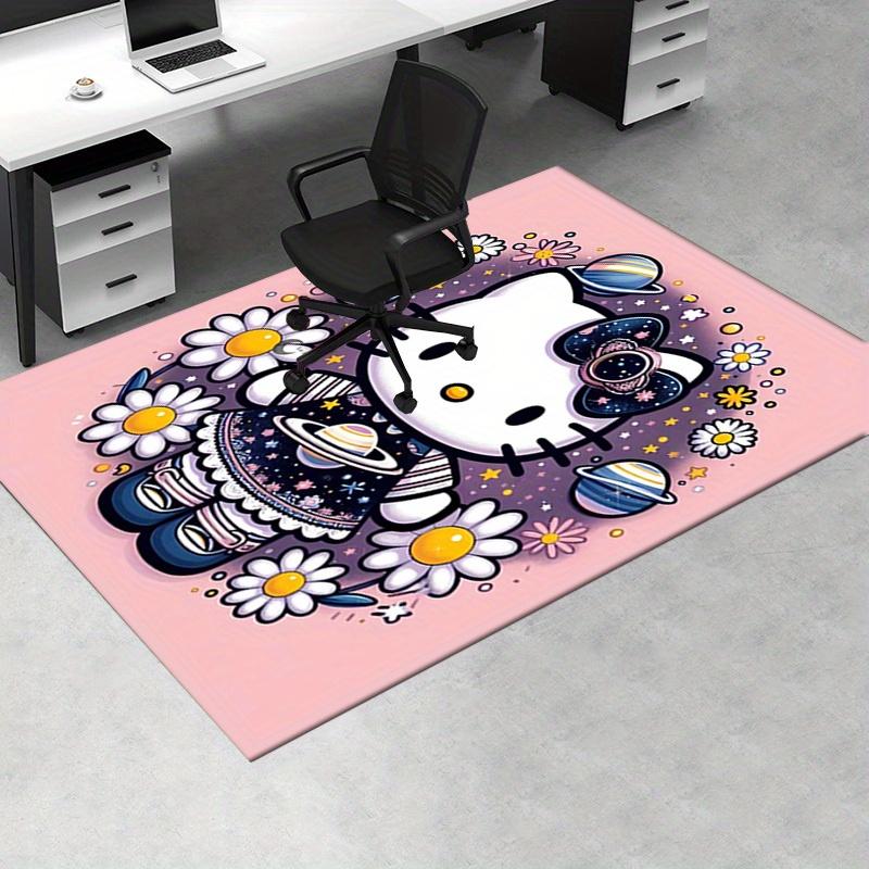 Office Rug Hello Kitty, Space Theme Anti-Slip Rug, Machine Washable for Living Room, Bedroom, Office, Multiple Sizes, Bedroom Mat, Decorative Mat, Dur