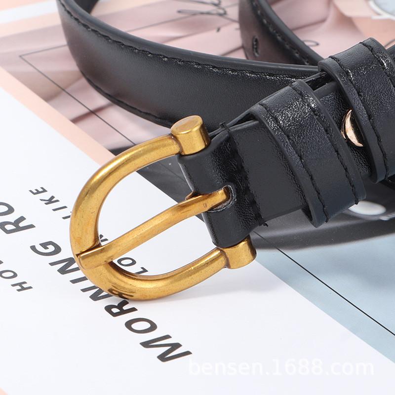 Vintage Leather Belt Women Versatile Decorative Waistband Casual Strap Jeans