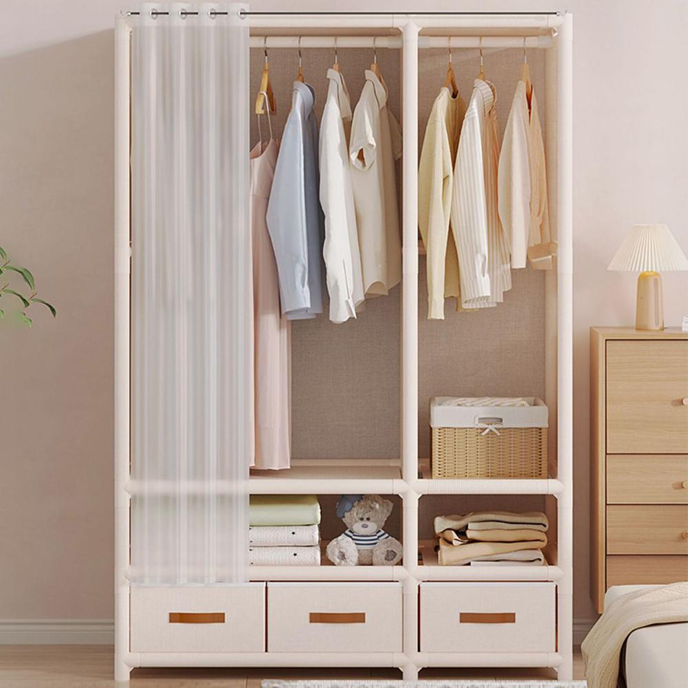Prosta w montażu szafa do przechowywania, szafa pyłoszczelna, wieszak na ubrania, półki, duża pojemność, organizer na ubrania, regał, szafka