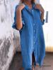 2026 Europäisches & Amerikanisches Frühling/Sommer Lockeres Casual Mittellanges Baumwoll-Leinen Hemdkleid für Damen