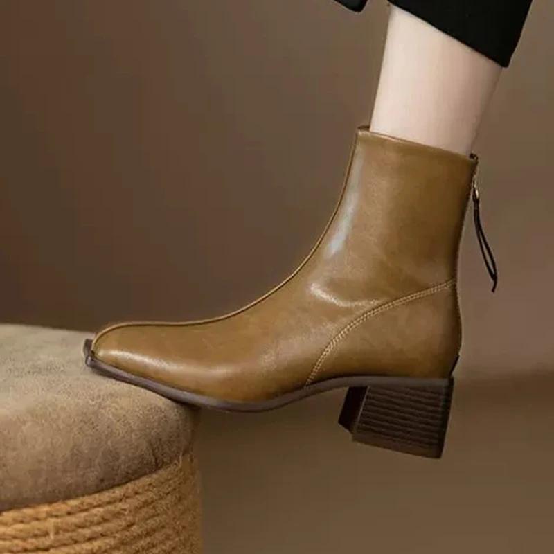 Women's Boots for Sexy High Heels Designer Square Toe Shoes  Winter New Ankle Boots Pumps Trend Dress Luxury Woman Booties