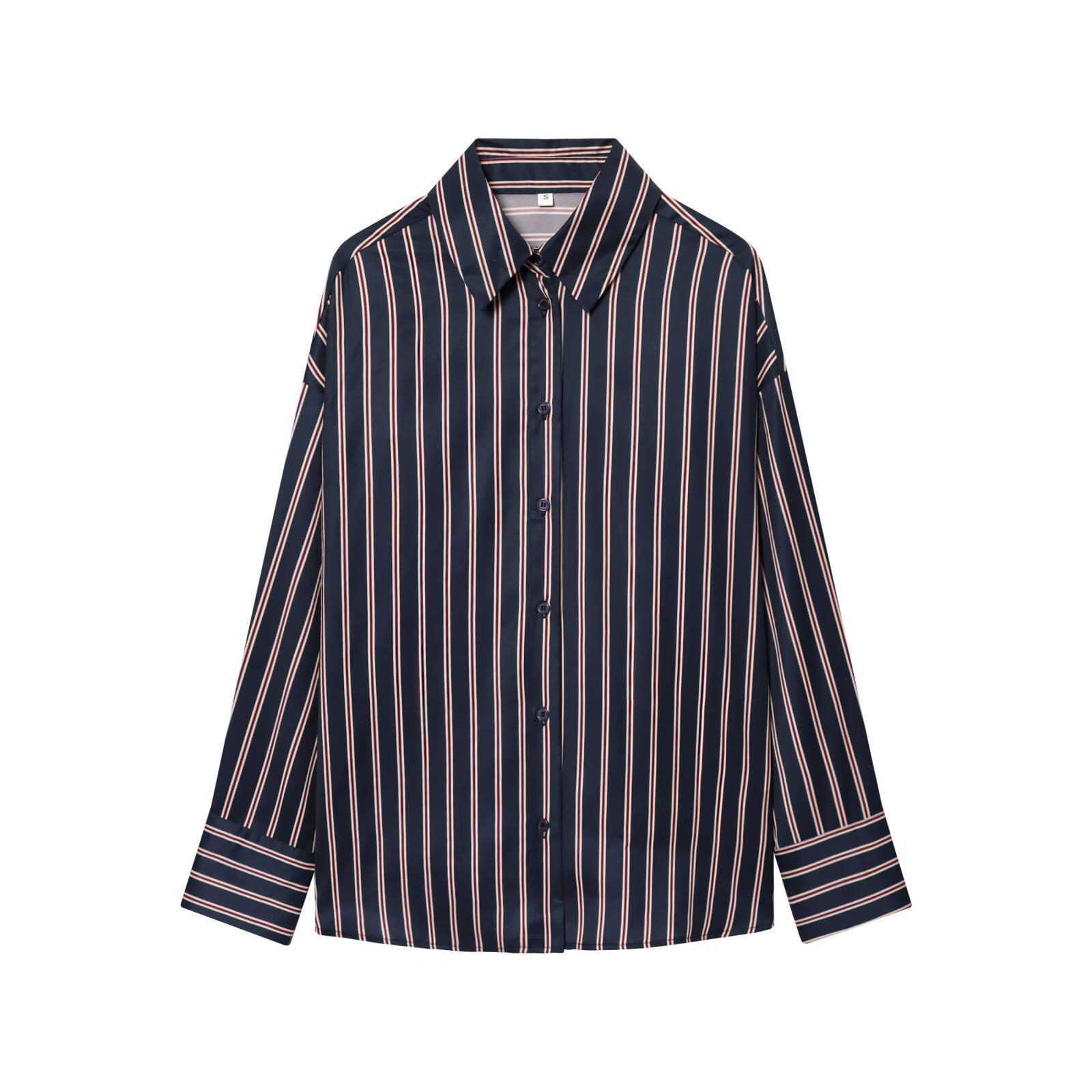 European and American style, new women s clothing, foreign style, fashionable, fashionable, striped shirt 3564173 XS