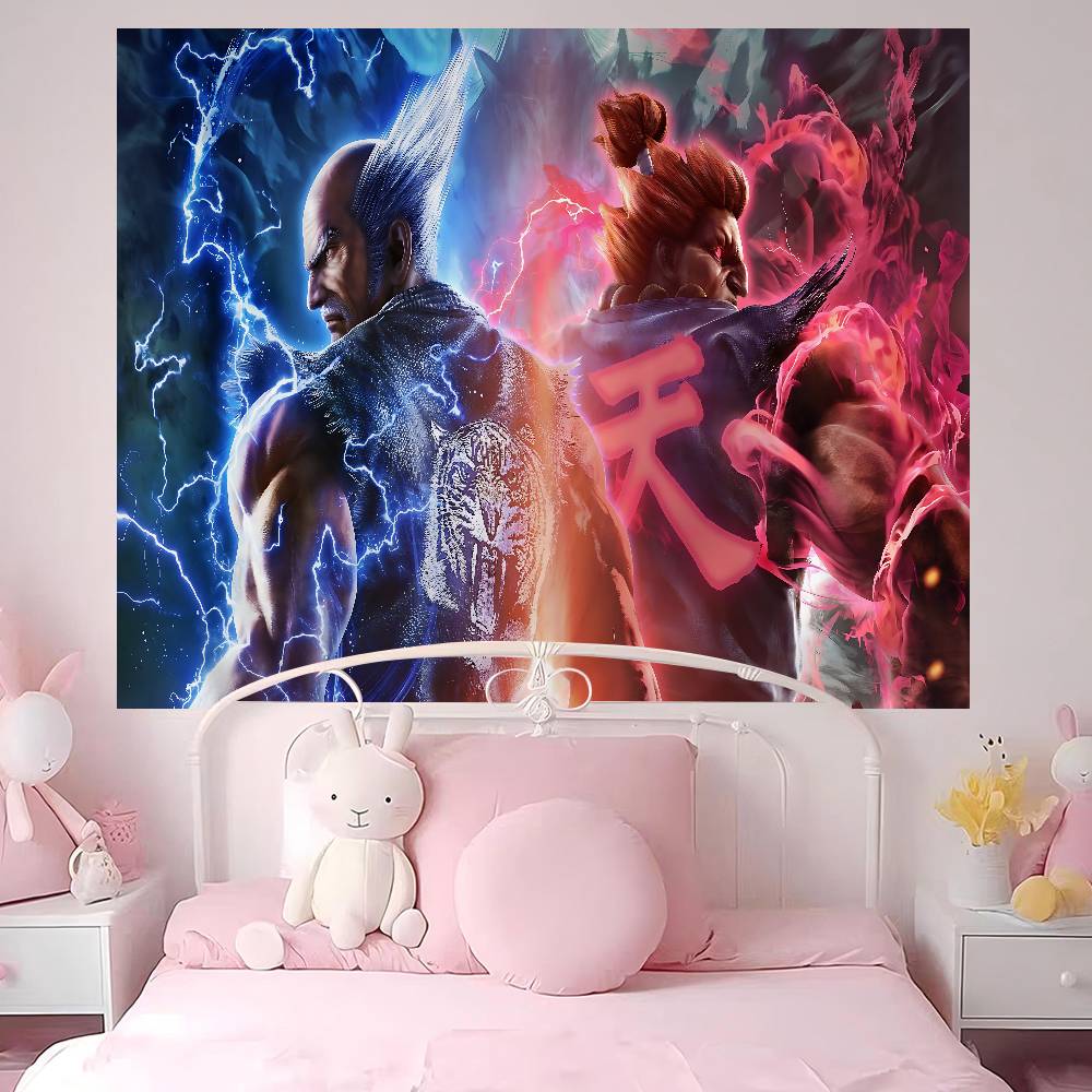 Anime TTekken Tapestry Art Printing Japanese Wall Tapestry Anime Wall Hanging Home Decor