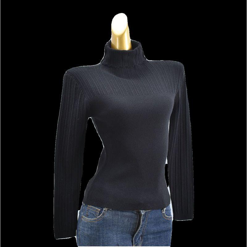 Pile Collar Pure Color Long Sleeves Silm Bottoming Shirt Knitting Sweaters Women's Clothing Soft Glutinous Plaid Stretchy Underwear