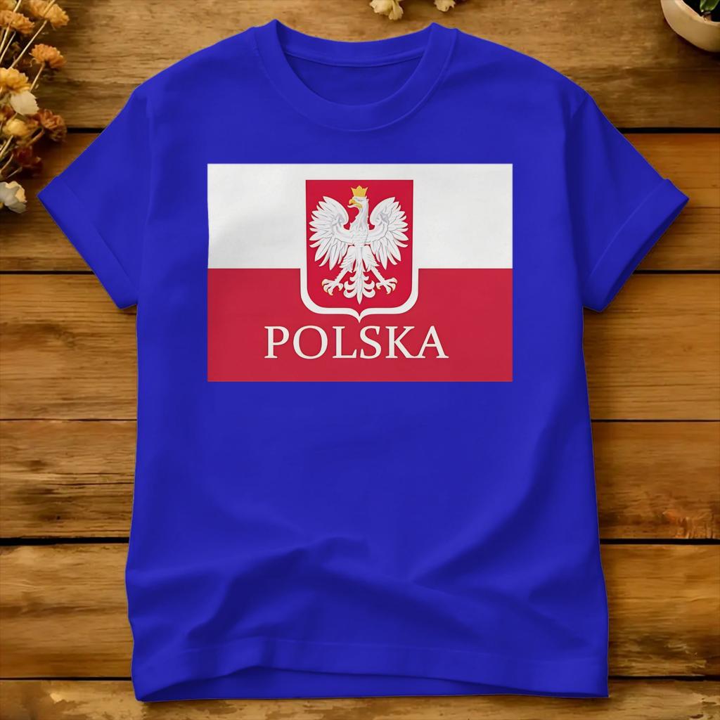 Patriotic Polish Polska Flag Cotton Tshirt For Unisex Beach Poland Polska Polish Y2k Fun T Shirts Fashion Tees Big Size Clothes