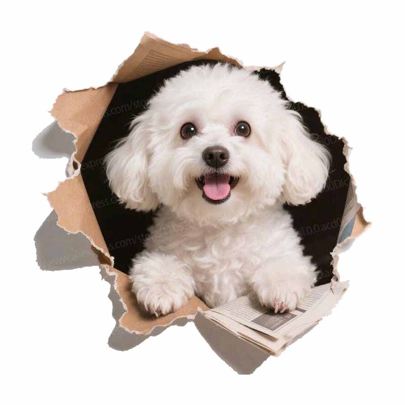 1pc Cute 2D Flat Puppy Sticker Realistic Dog Peeking Design Decal for Car Truck SUV Window and Body Decoration