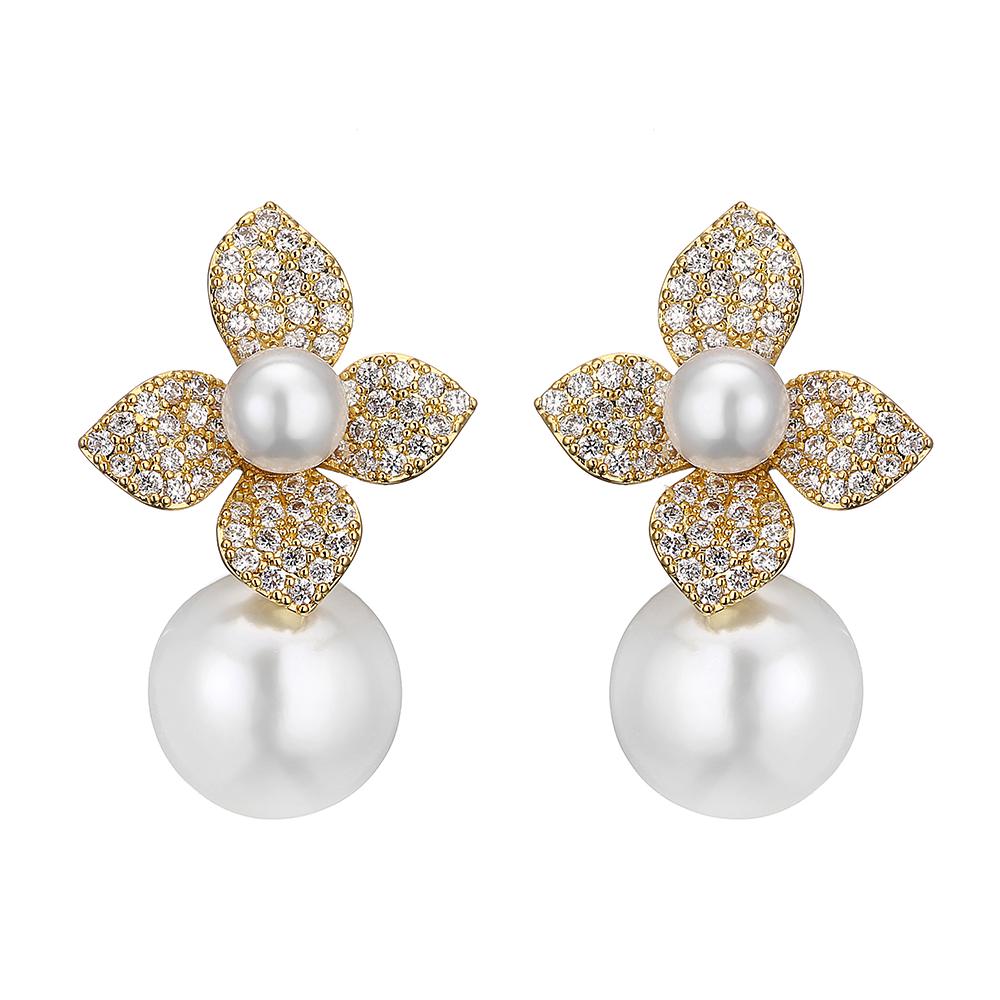 ZAKOL Elegant Micro Paved Zirconia Imitation Zircon Dangle Earrings for Women Sliver Gold Color Bride Wedding Accessories