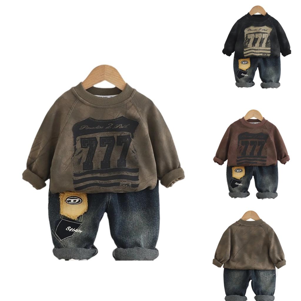 Kids Casual Long-Sleeve Set, Comfortable Daily Wear Outfits