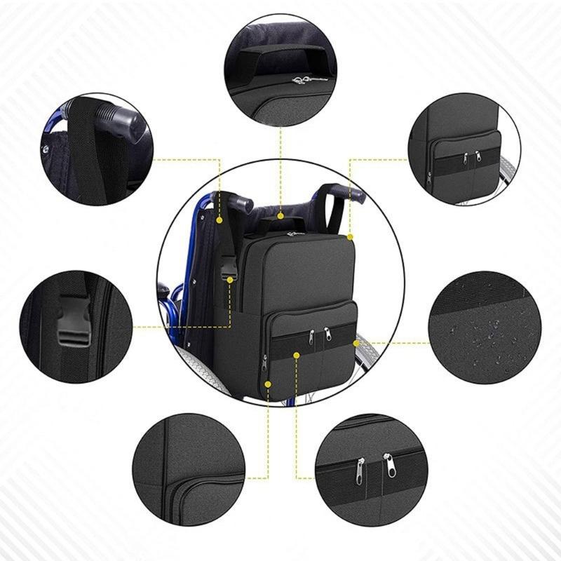 Convenient Wheelchair Side Pouch Outdoor Wheelchair Storage Companion Large Capacity Waterproof Hanging Organizers