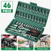 46pc Drive Socket Set 1/4 Inch Ratchet Wrench Set with Sockets Metric Hex Bit Socket Set Mechanic Tool Kits for Auto Repair Hous