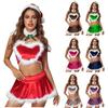 Damen Sexy Dessous Weihnachtskleid Flanell Plüsch Träger Schlitz Anzug